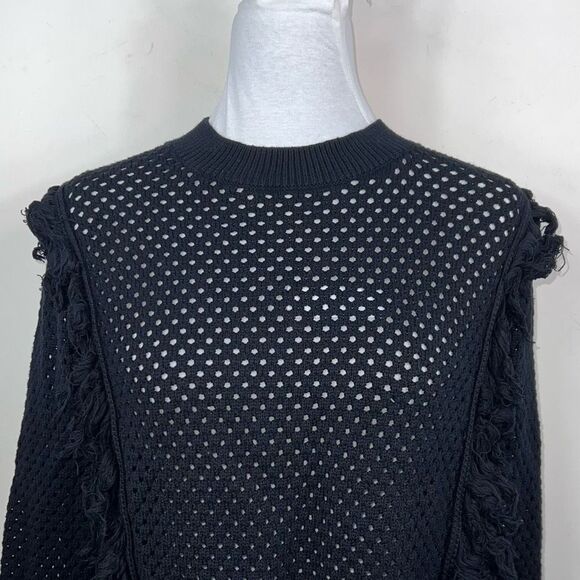 MNG Open Knit Mesh Fringe Embellished Sweater - Picture 3 of 10